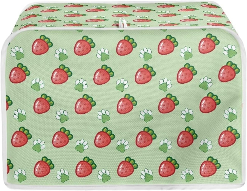 Toaster Dust Cover Bread Machine Covers Washable Appliance Covers for Kitchen Counter Oven Accessories Water/Dust/Splash/Stains/Srease-Proof Fresh Cartoon Strawberry Print (4-Slices)