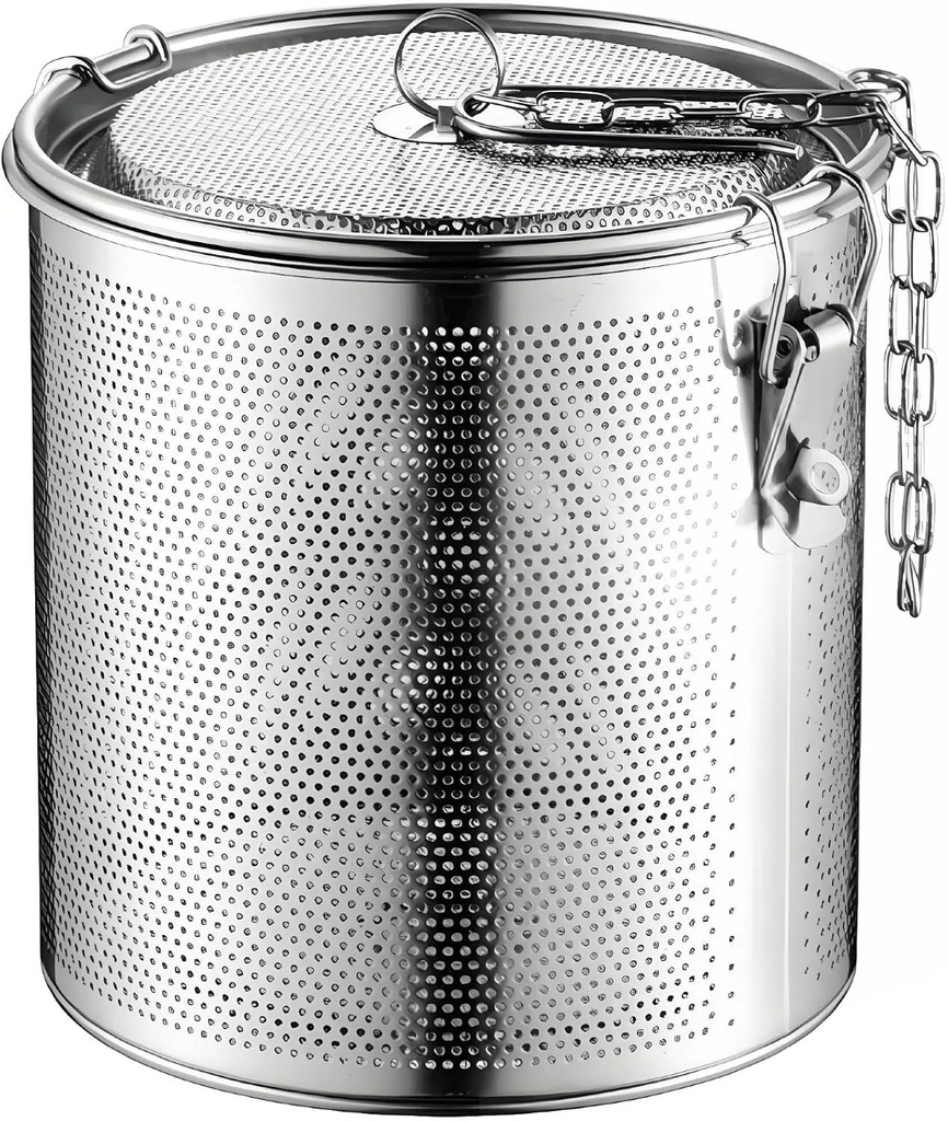 Seasoning Strainer, Stainless Steel Spice Filter, Cooking Spice Filter, Mesh Design Tea Ball Strainer Soup Seasonings Seperation Basket Filter with Chain Hook for Home Restaurant (2.16L)