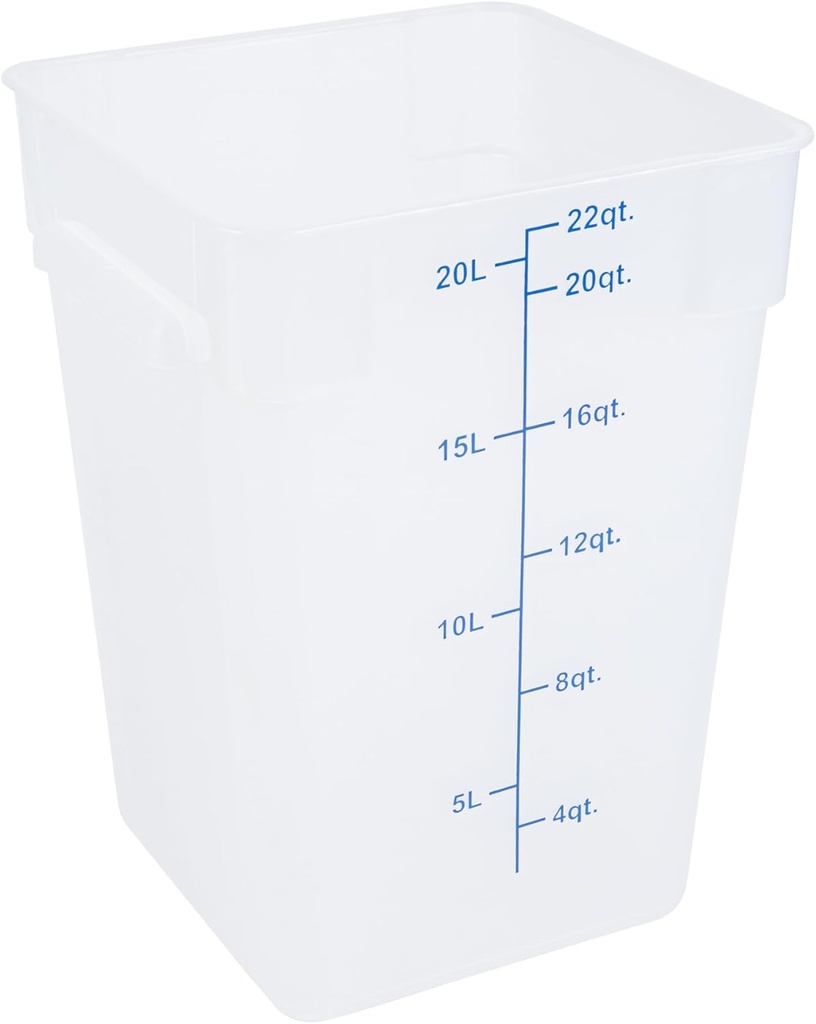 Restaurantware-Met Lux 22 Quart Food Storage Container, 1 Translucent Storage Container - Lids Sold Separately, Blue Volume Markers, Dishwashable Box, Side Handles, For Storing Foods