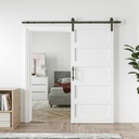 40in x 84in Sliding Barn Door with 7ft Barn Door Hardware Kit & Handle, Pre-Drilled Holes Easy Assembly -Solid Barn Door Slab Covered with Water-Proof PVC Surface, White, 5 Panel