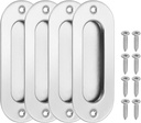PATIKIL Recessed Finger Flush Pulls 4" 4 Pcs Pocket Door Handles Arc Sliding Closet Door Pulls Barn Hardware Set with Screws for Home Bathroom,Silver