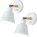 ClanKin White Wall Sconces Lighting Fixture Set of 2, Angle Adjustable Wall Mounted Bedside Lamp with On-Off Switch for Industrial Bedroom Bathroom Hallway Living Room (2Pack-White)