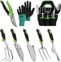 8 PCS Gardening Tool Set, Solid Stainless Steel Gardening Tools, Convenient Gardening Hand Tools Kit with Bag and Glove, Anti-Slip Garden Tool Set for Outdoor Garden