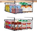 Under Shelf Basket Storage 2Pack, Steel Under Shelf Hanging Wire Baskets Shelves for Laundry Room Kitchen Desk Pantry Bookshelf (Black)