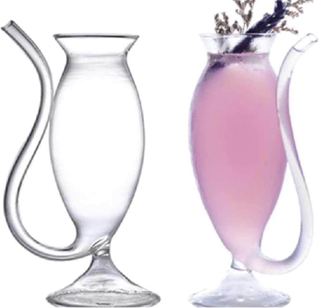 12 Oz Crystal Vampire Cocktail Glasses with Straw, Ideal for Whiskey and Wine (Set of 2) (2 SET)