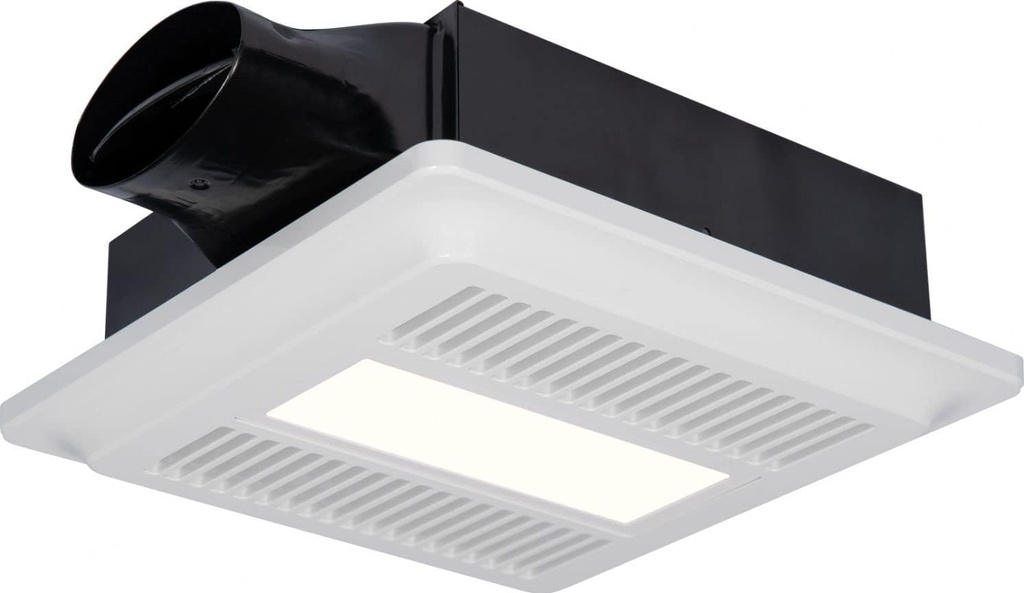 SP-LP0511L Multi-Spec High-Performance Low-Profile Healthier Bathroom Ventilation Fan with Light, 50-80-110 CFM, Constant CFM, Certified Air Flow, Quiet EC Motor, White, 50-110 CFM