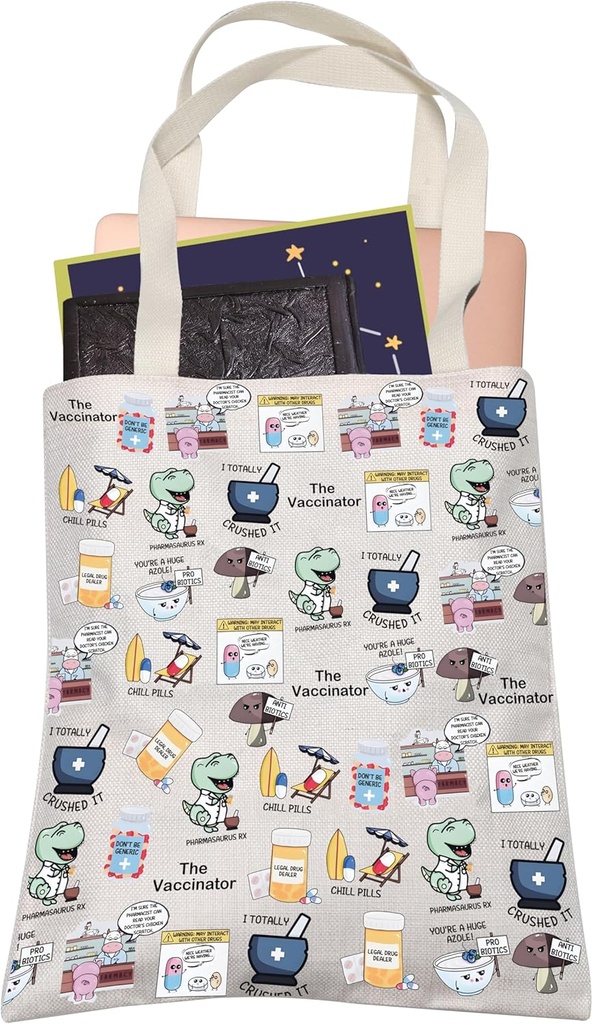 LEVLO Hospital Pharmacy Pun Merchandise The Vaccinator Movie Fans Shopping Bag for Friends Female Friendship Gifts