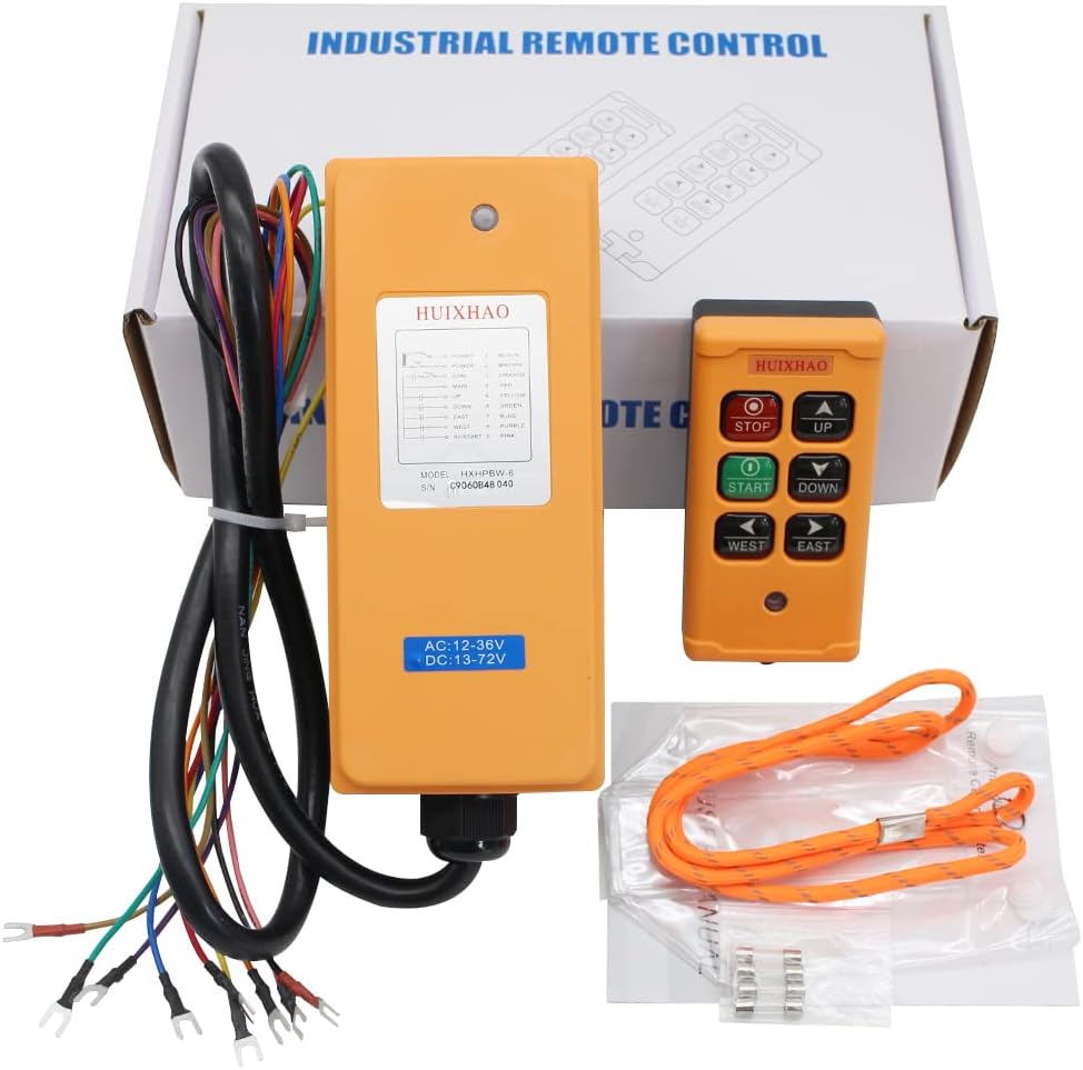 Wireless Crane Remote Control -6 Button, Corrosion-Resistant, Pressure-Resistant, Reinforced Material DC,Transmitter and Receiver AC12-24V DC 13-72V，Protection Class IP66
