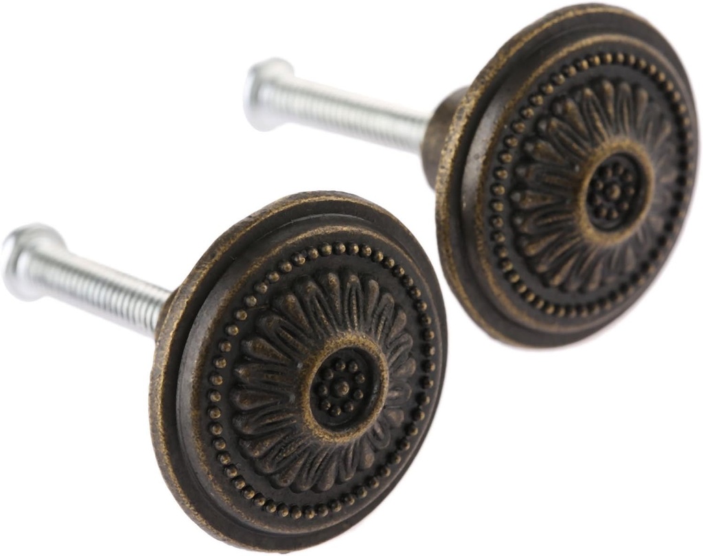 dophee 2Pcs Vintage Farmhouse Style Single Hole Knobs for Cupboard Dresser Door Drawer, Size:(DiaxH) 1.02"x0.67"