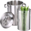 4L Stainless Steel Asparagus Pot - Vegetable Asparagus Steamer Pot with Deep Steamer Basket and Steel Lid Home Fryer Pot Stockpot for Boiled Eggs, Shrimp, Seafood