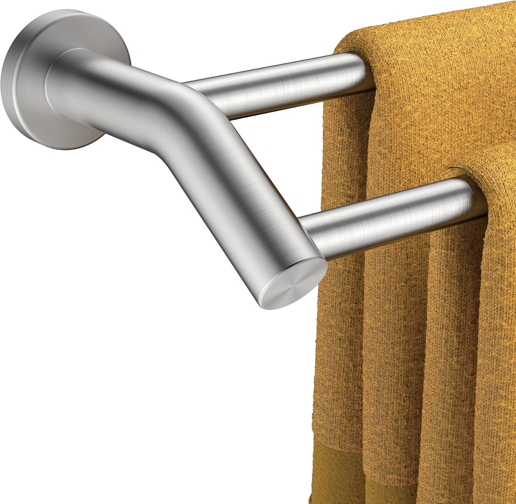 FORIOUS Double Towel Bar 24", Heavy Duty SUS304 Stainless Steel Dual Towel Racks for Bathroom Wall Mount, Space Saving Towel Rod Towel Holder Rail, Brushed Nickel