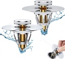 Bathroom Sink Drain Strainer, 2 Pack Universal Bathroom Sink Stopper with Hair Catcher for 1.1~1.5” Basin, Pop Up Bathroom Sink Strainer Anti Clogging Bathtub Stopper - Easy Installation