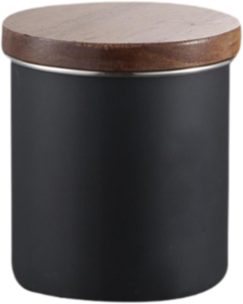 Food Storage Container Stainless Steel Kitchen Storage Jar, Seasoning Jar Sealed Canister for Matcha Tea Sugar Cookie, black S