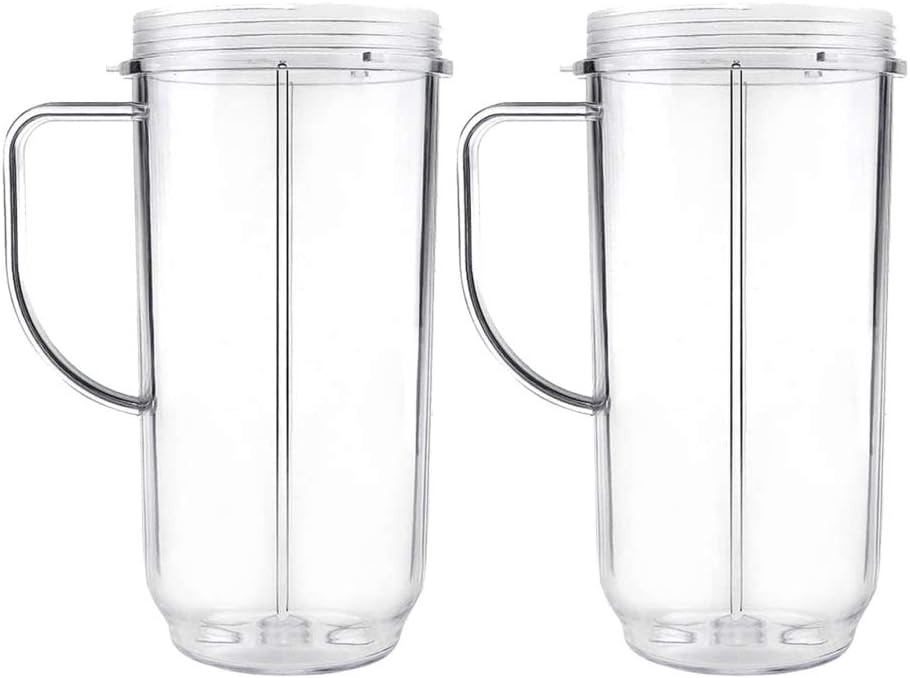 2 PCS Tall 22oz Replacement Magic Bullet Blender Cups, 22OZ Blender Cups Jar compatible with 250W Magic Bullet MB1001 Series Juicer Mixer