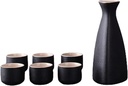 Japanese Ceramic Sake Set – 7-Piece Porcelain Pottery Set with 1 Sake Pot & 6 Sake Cups