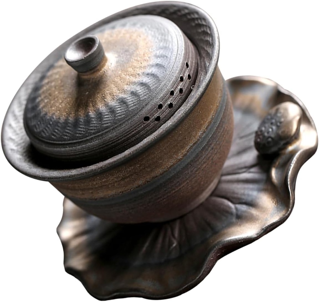 Alipis 170ml Handcrafted Ceramic Teapot with Lid Retro Tea Set for Office Use High-Temperature Resistant Tea Cup