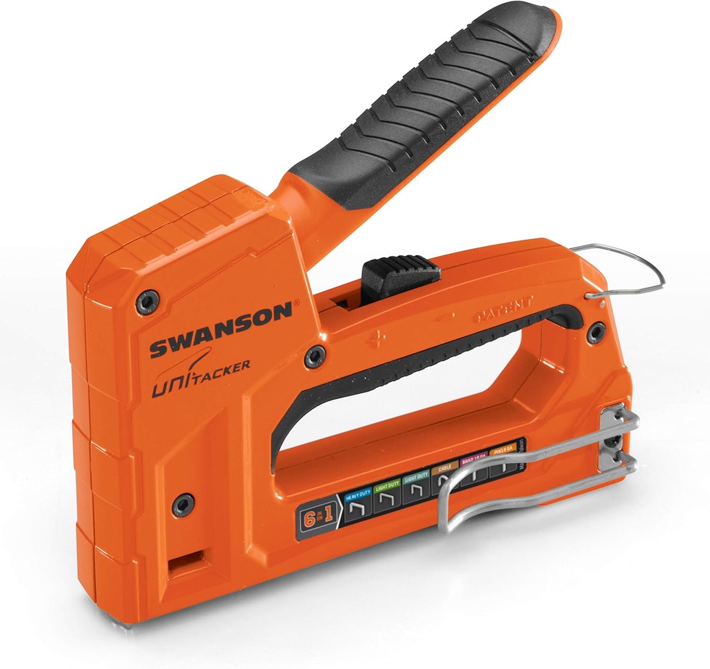 Swanson Tool Co STA869 Unitacker 6 in 1 Staple Gun/Hand Tacker; Fits Arrow Heavy Duty T50, Light Duty JT21 and T25 Staples; also Brad Nails and Headless Pins; Ships with 5﻿00 Assorted Staples