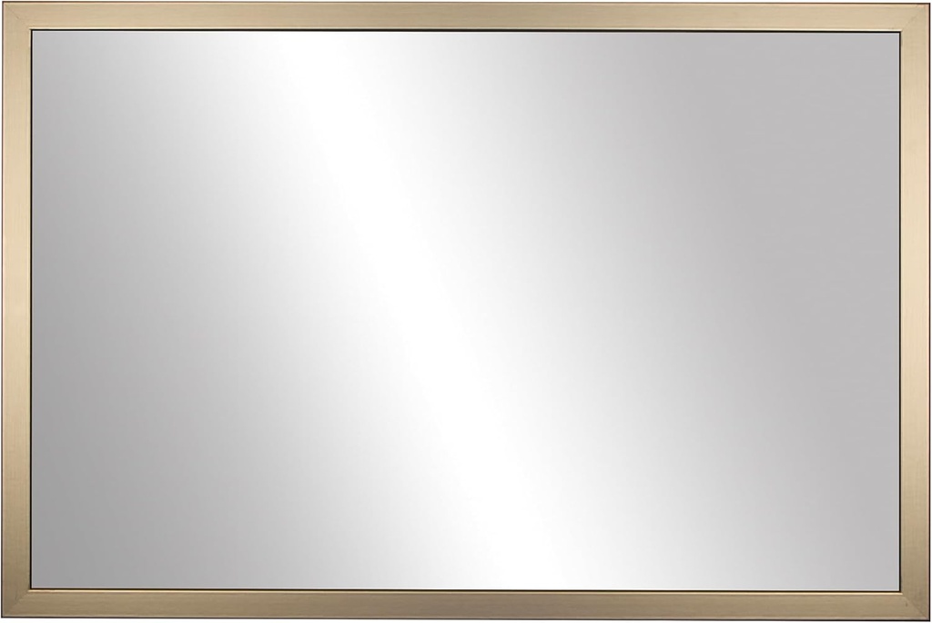 Frame My Mirror Gold Bathroom Mirror for Wall, 26" x 32" Champagne Bronze Bathroom Vanity Mirror, Made in USA, Hangs Horizontally or Vertically, Ellis Design