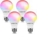 DAYBETTER Tuya Smart Light Bulbs, RGBCW Wi-Fi Color Changing Led Bulbs Compatible with Alexa & Google Home Assistant, A19 E26 9W 800LM Multicolor Led Light Bulb, No Hub Required, Light Bulbs 4 Pack