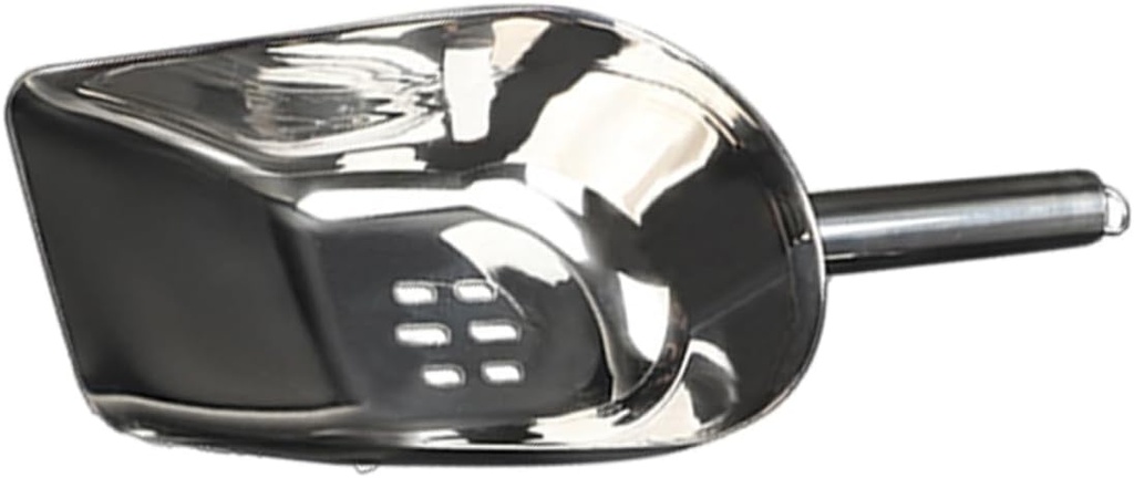 OUNONA Multifunctional Stainless Steel Ice Scoop with Slotted Filter Design Medium Flat Bottom Shovel for Ice Cubes Beans Nuts Candy and Foods Fall Kitchen Utensil