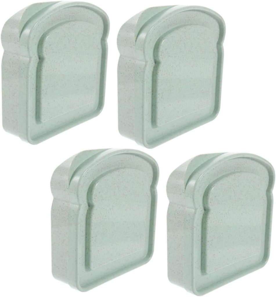 PRETYZOOM 4pcs Portable Sandwich Storage Box Lid Compact Food Container for Bread and Snacks for Lunch Boxes and Picnics Light Green