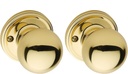 Copper Creek BK2090PB Ball Door Knob, Dummy Function, 2 Pack, in Polished Brass