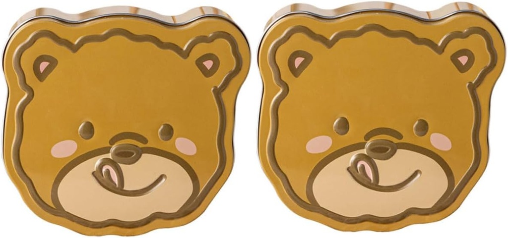 2pcs Bear Shape Cookie Tin Box Cute Tinplate Candy Jar for Holidays Parties Gifting for Cookies Candies Treats Practical Storage