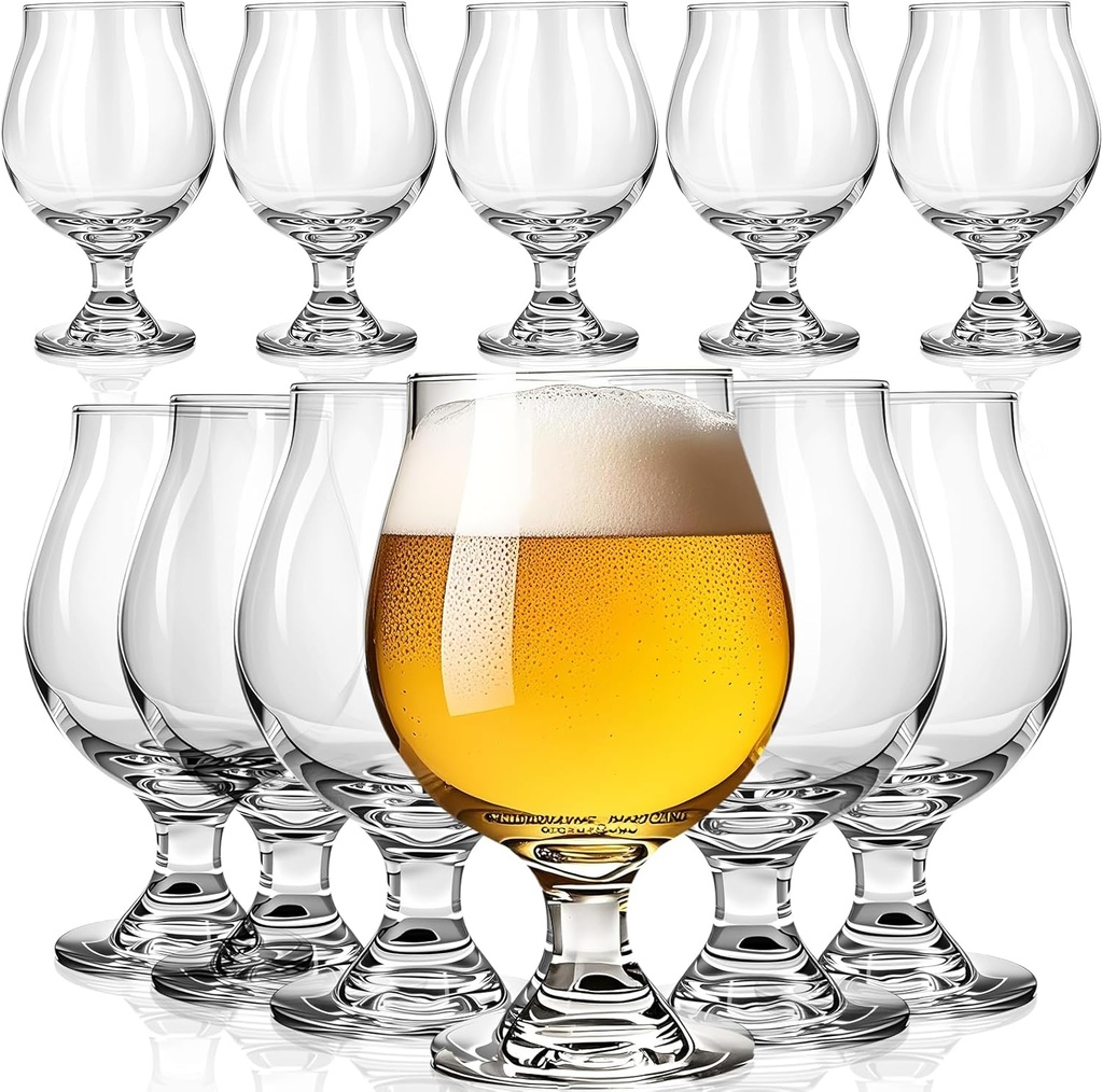 Sabary 12 Pcs 16 oz Classic Craft Goblet Beer Glasses Belgian Style Tulip Beer Glasses Cup Drinking Set for Bachelor Party, Hosting Party, Glassware, IPA Ale Pilsner Belgian