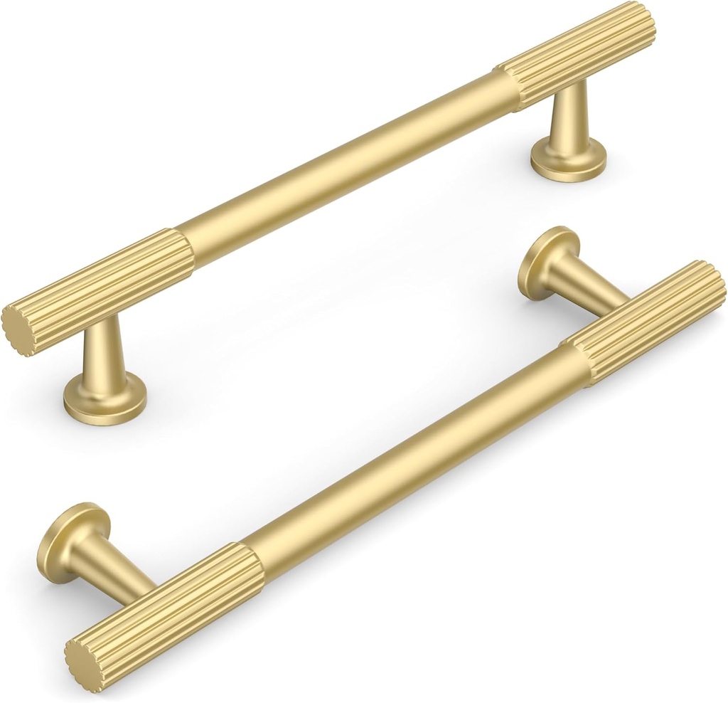 10 Pack 5 Inch(128mm) Kitchen Cabinet Handles Brushed Gold Cabinet Pulls Kitchen Cabinet Hardware Drawer Pulls for Cupboard Wardrobe