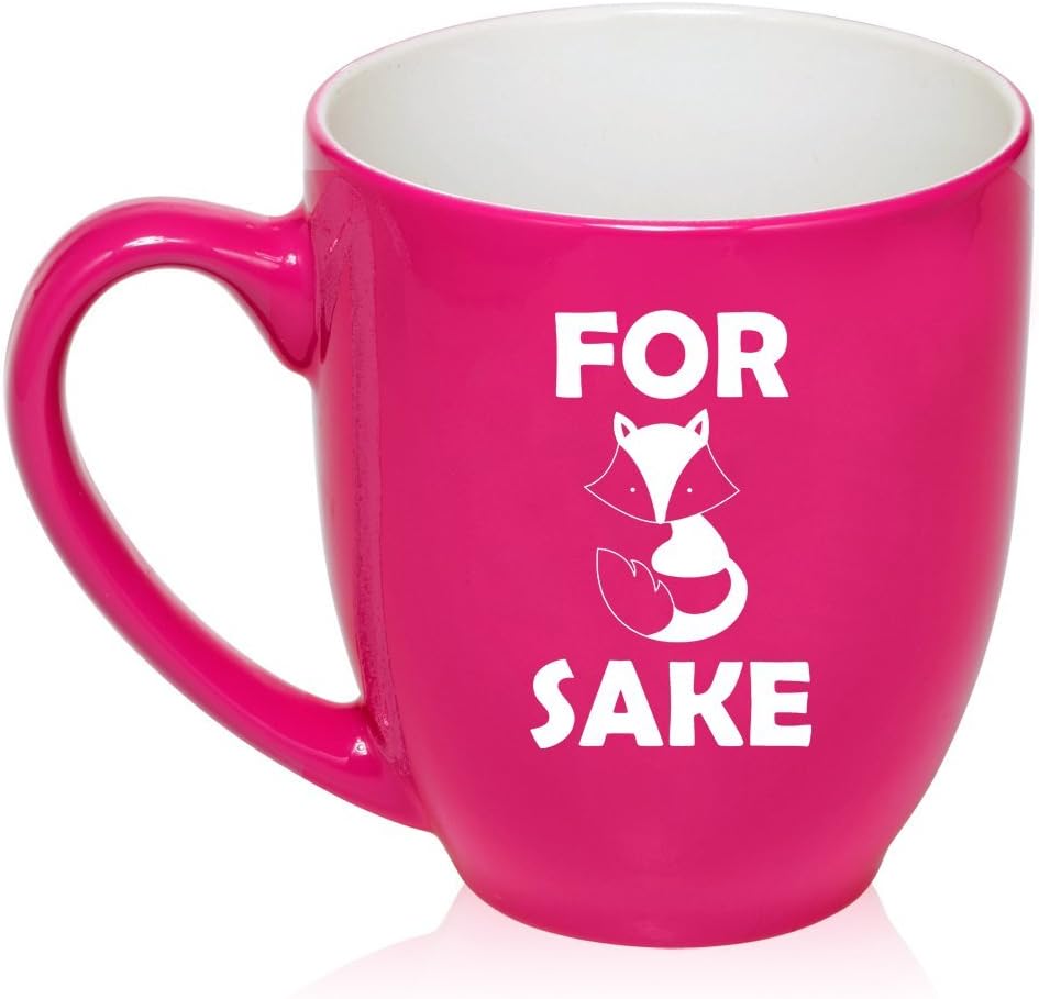 16 oz Large Bistro Mug Ceramic Coffee Tea Glass Cup For Fox Sake (Hot Pink)
