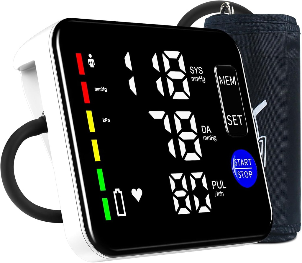 Blood Pressure Monitor Rechargeable Upper Arm Blood Pressure Monitors for Home Use Large Screen Bp Machine with 8.7"-16.5" Bp Cuff, 2x120 Memory, Voice Broadcast Bp Monitor (Black)