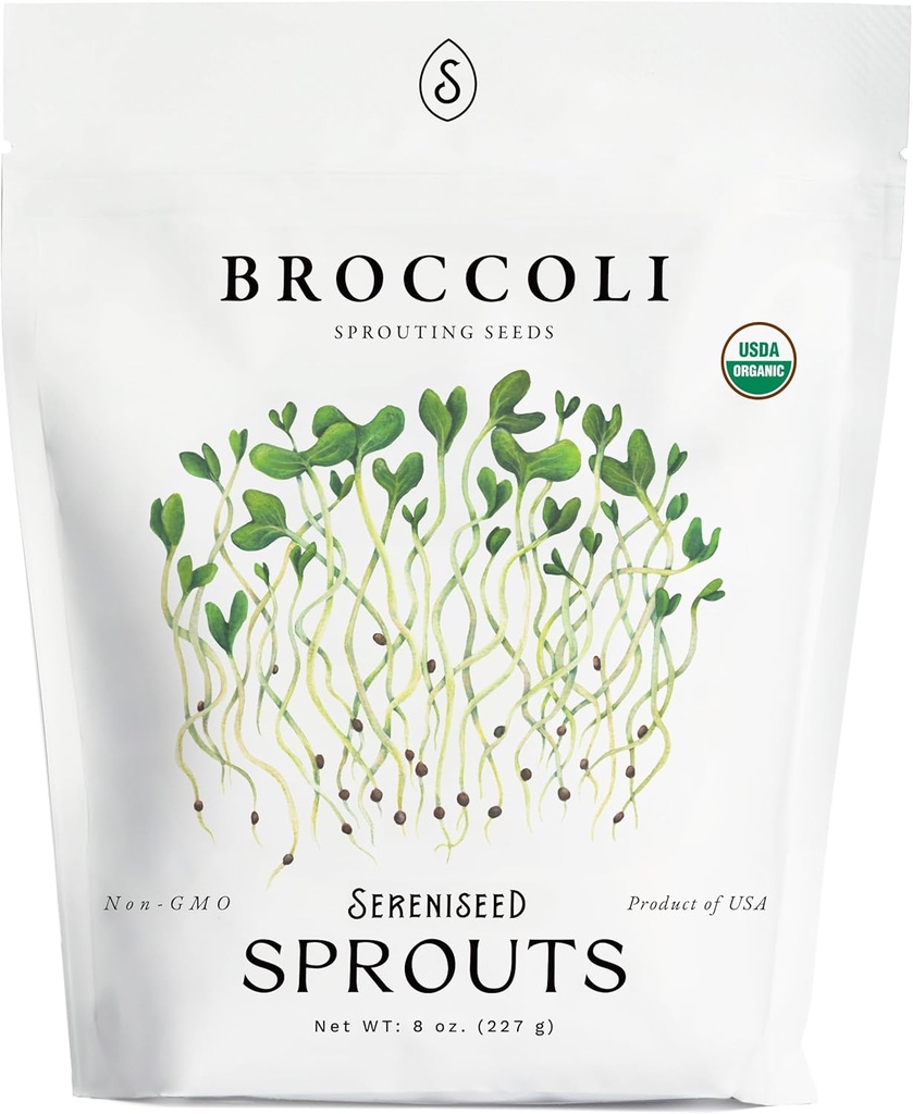 Organic Broccoli Sprout Seeds (8 oz) – Non-GMO, Heirloom Seeds for Sprouting and Microgreens