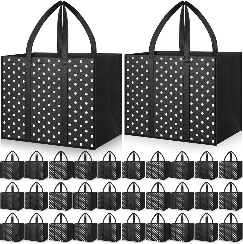 Hillban 30 Pack Reusable Grocery Bags Bulk Heavy Duty Large Shopping Bags Washable Foldable Storage Totes with Handles