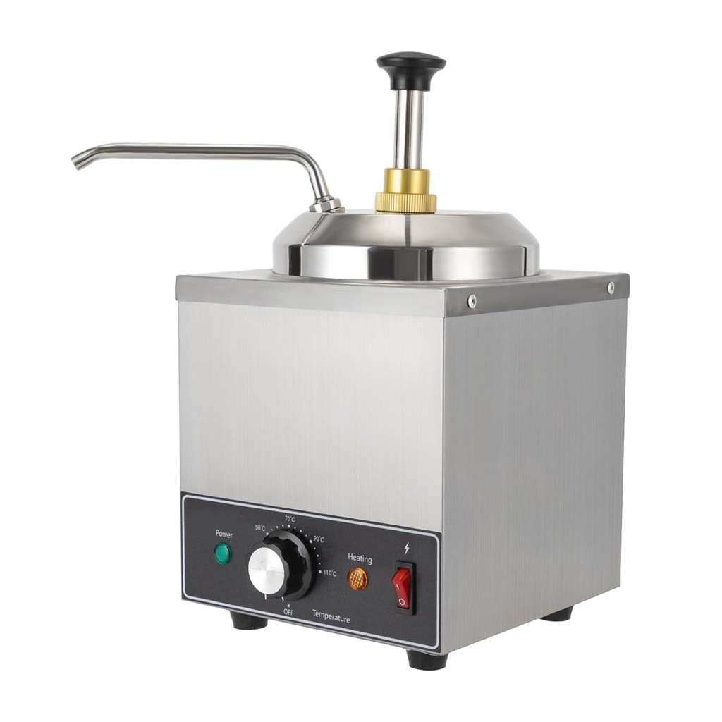 650W Chocolate Dispenser with Pump, 2.1QT Capacity Chocolate Dispenser Warmer, 201 Stainless Steel Single Head Sauce Warmer with Pump & Temperature Control for Hot Chocolate, Cream, Cheese