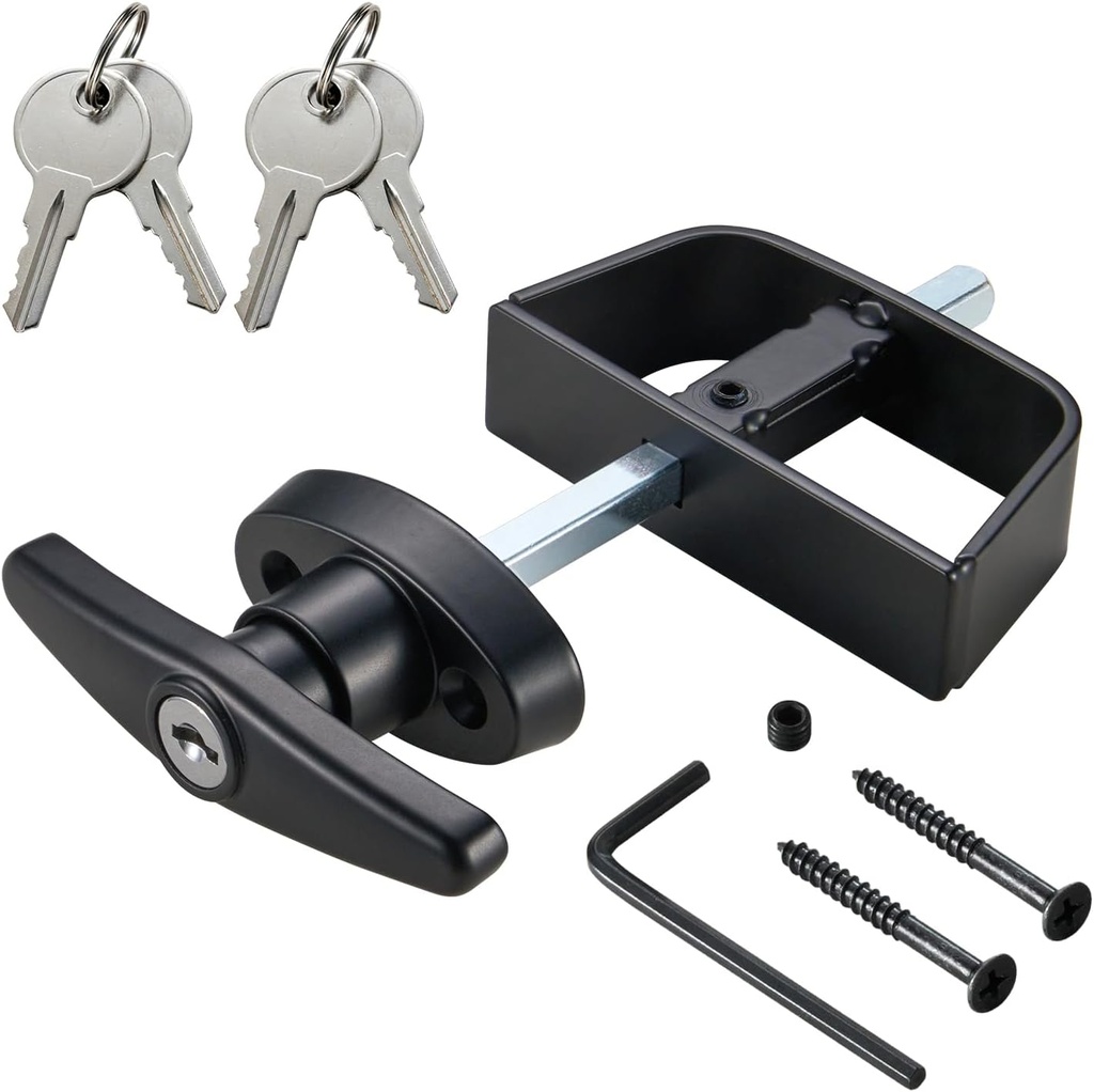 CZC AUTO Shed Door Latch T-Handle Lock Kit, 4 1/2" Stem, Suitable for Gate, Barn, Garage, Chicken Coop Door Lock, 4 Keys