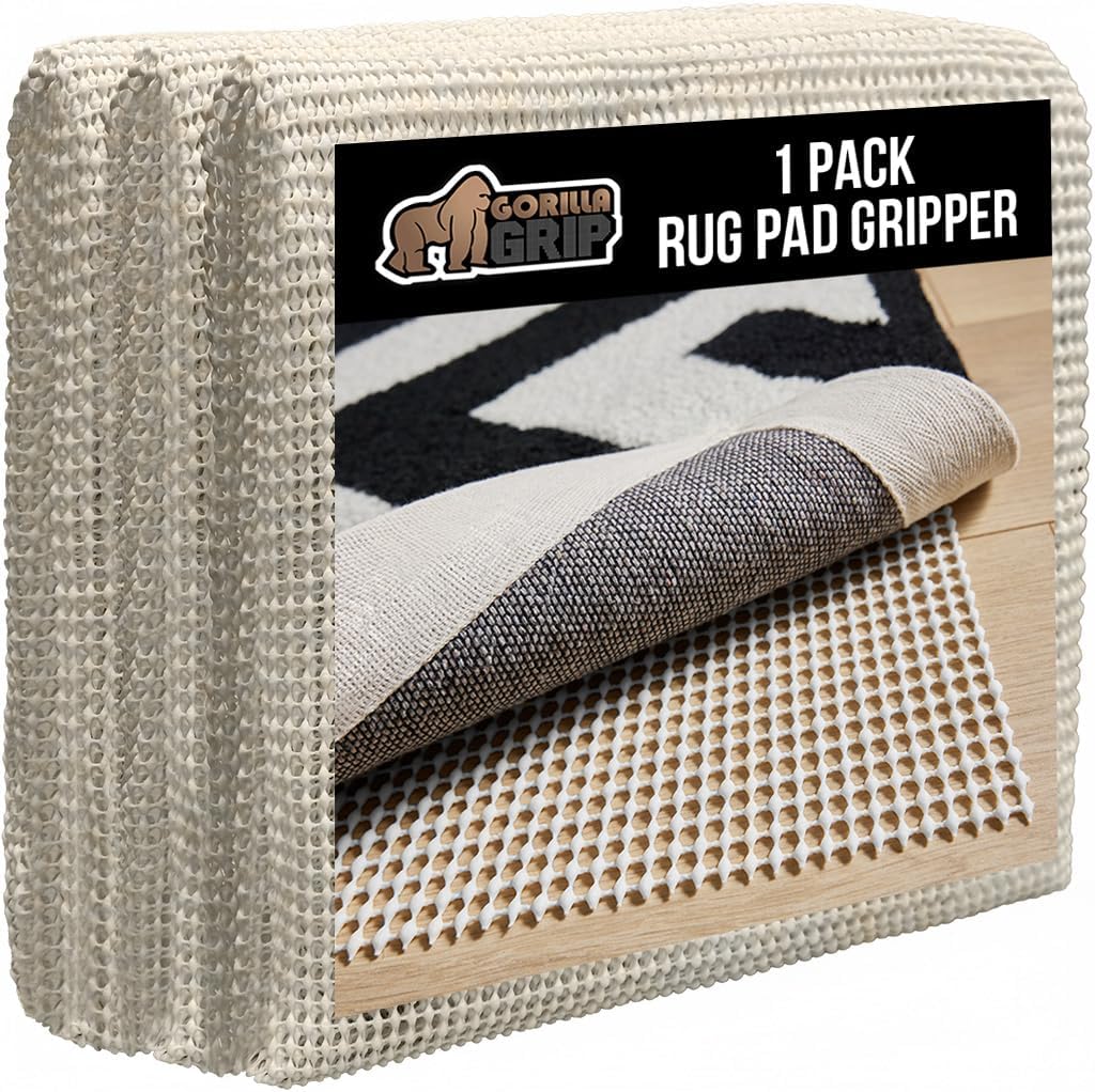 GORILLA GRIP Strong Rug Pad Gripper, US Designed, Grips Keep Area Rugs Safe and in Place, Thick, Slip and Skid Resistant Pads for Hard Floors, Under Carpet Mat Cushion and Hardwood Protection 2x3 FT