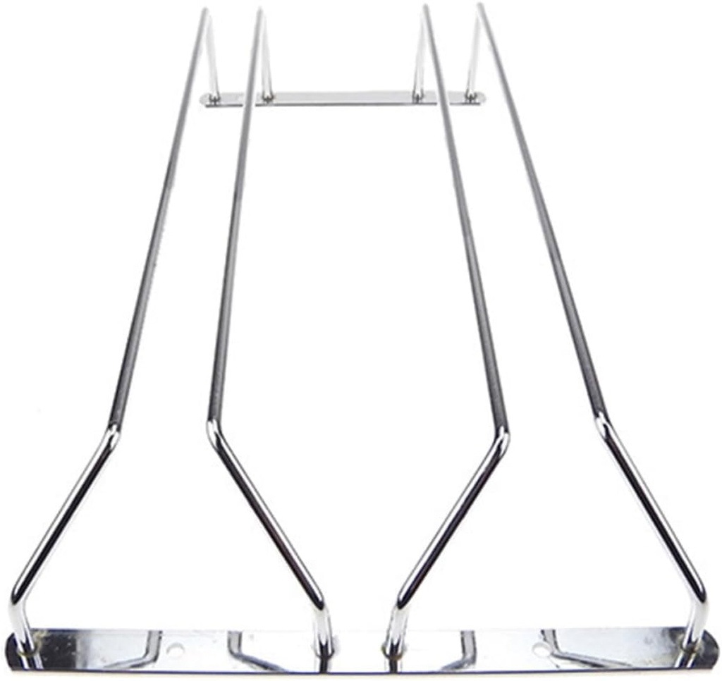 Double Row Upside Down Goblets Display Rack Metal Wine Holder for Kitchen Bar and Dining Room Wall Mounted Stemware Storage Silver