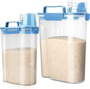 Rice Storage Container, 5 to 10lb Dry Food Airtight Dispenser, Pet Dog Cat Food Canister, BPA Free Clear Plastic Kitchen and Pantry Bin for Oatmeal, Cereal, Pasta, Flour Pack of 2 Blue