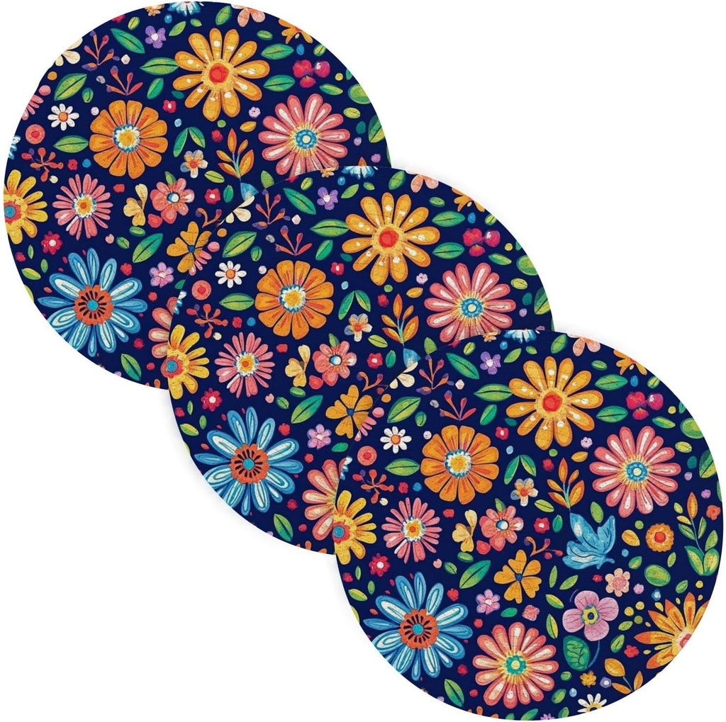 3 Pcs Kitchen Trivet for Hot Pots and Pans 15in Cotton Thread Weave Heat Resistant Table Mats for Crock Pot Kitchen Pot Protector Colorful Flower