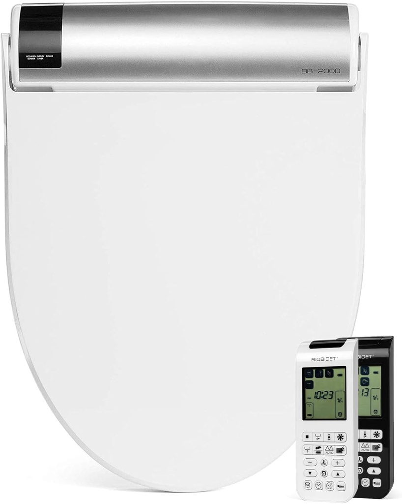 Bio Bidet BB2000 Electric Bidet Toilet Seat, Warm Water with Air Dryer, Heated Seat with Sensor and Slow Close Lid, Night Light, 2 Easy to Use Remote Controls Included, Elongated