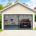 Aystkniet Garage Door Screen for 2 Car Garage 16x7FT, Heavy Duty Garage Net Screen with 8 Roll Up Straps, Hands Free Magnetic Screen Door for Garage, Patio, Terraces, Gym, Balconies, Porch