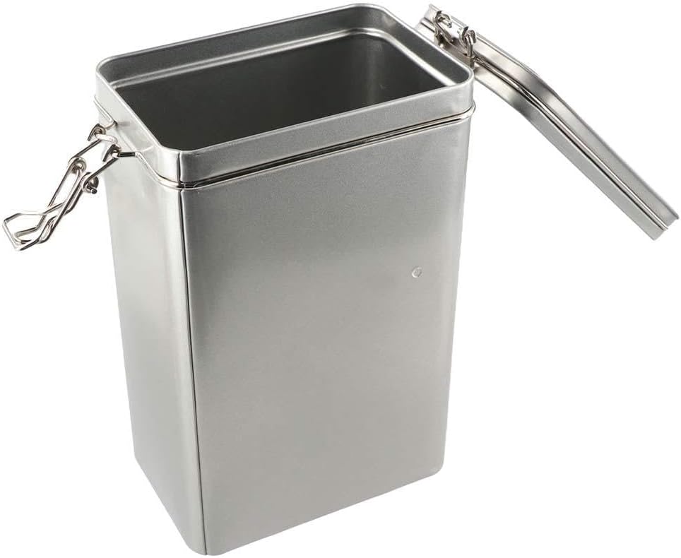 Coffee Canister 500ML Rectangle Tinplate Box with Airtight Clamp Lid Kitchen Storage for Coffee, Beans, Tea, Flour, Cereal