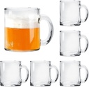 Glass Coffee Mugs Set of 6,Large Wide Mouth Mocha Hot Beverage Mugs (10oz),Clear Espresso Cups with Handle,Lead-Free,Perfect for Latte,Cappuccino,Hot Chocolate,Tea and Juice