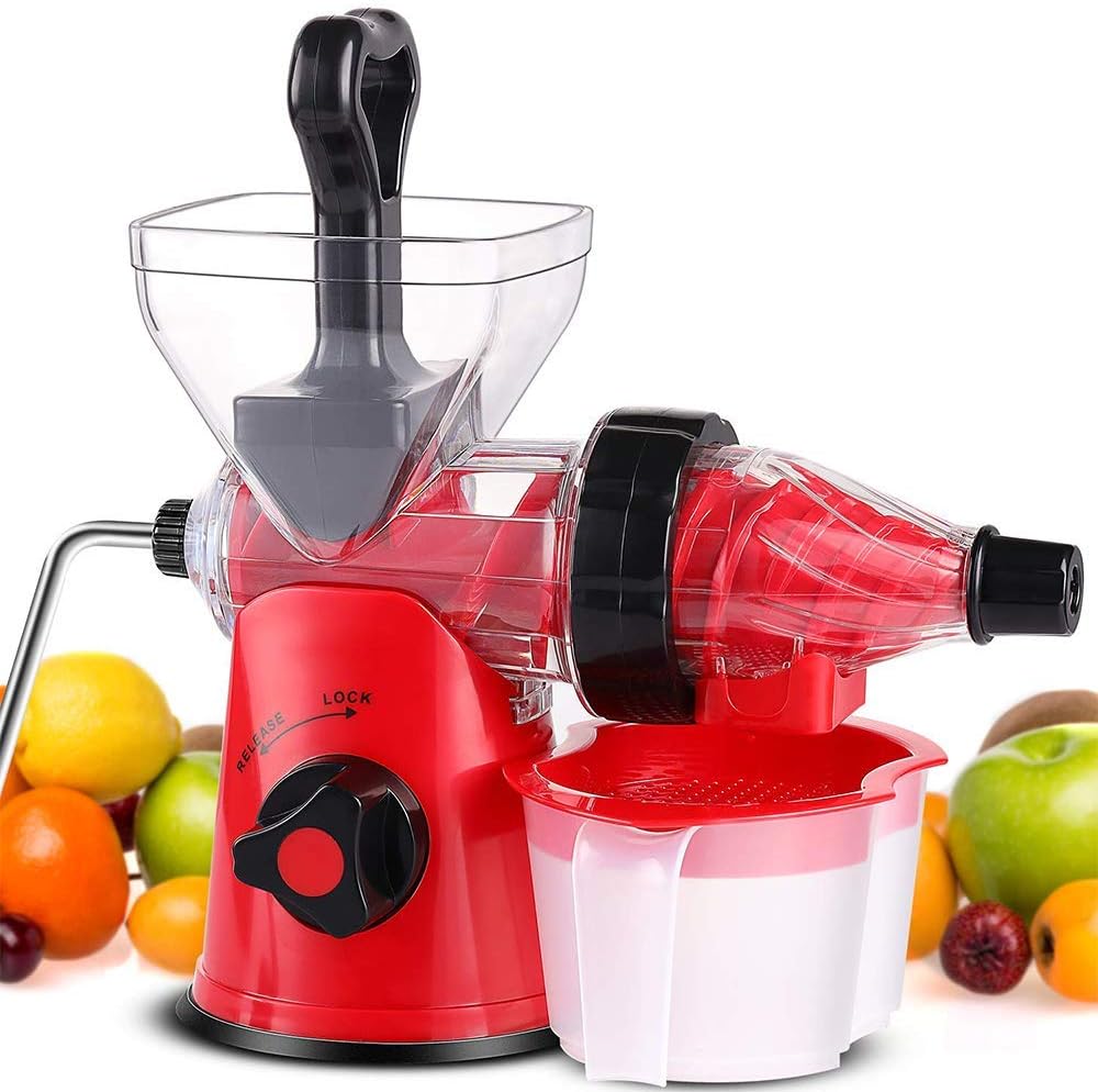 Juicer,Slow Masticating Juicer Extractor, Cold Press Juicer for Maximum Nutrition Value Higher Juicer Yield and Drier Pulp Slow Juicer Dishwasher Safe Easy to Clean, red