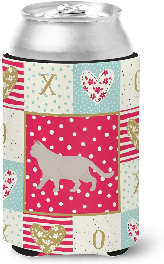 Caroline's Treasures CK5569CC British Shorthair #2 Cat Love Can or Bottle Hugger, Red Cooler Washable Drink Sleeve Collapsible Beverage Insulated Holder, Can Hugger, Multicolor
