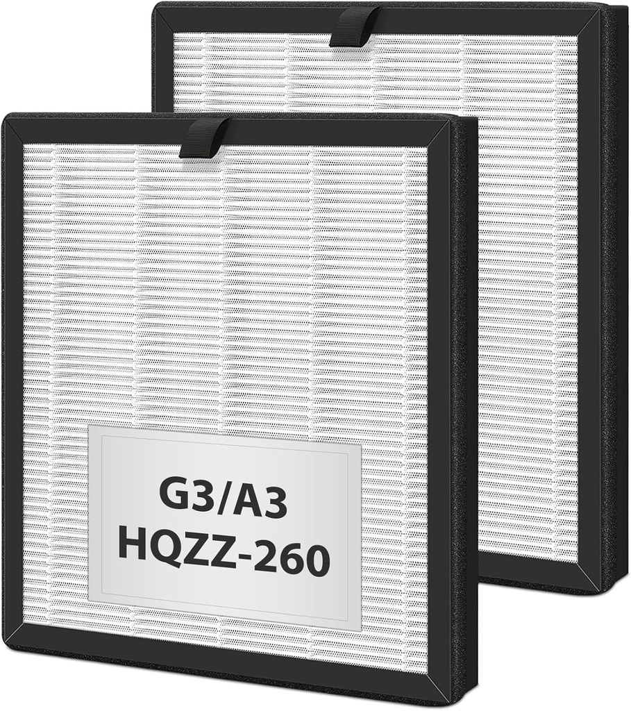 2 Pack G3 A3 Replacement Filter for AMEIFU G3 Sferf-30(FXAP2W) Air Cleaner Puri-Fier. Compatible with VEWIOR A3 A3N Filter. for Tailulu HQZZ-260. 3 Stages True HEPA Air Cleaner Filter.