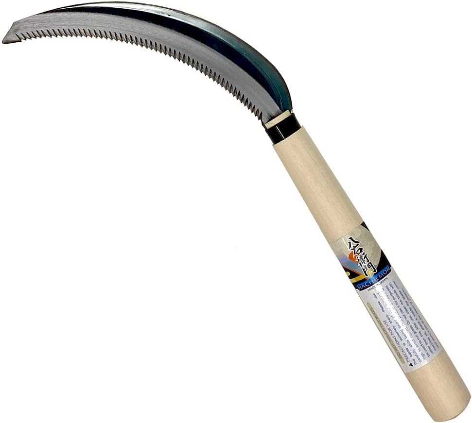 HACHIEMON Serrated Sickle Garden Tool for Weeding - Compact and Lightweight - Japanese Weeding Sickle