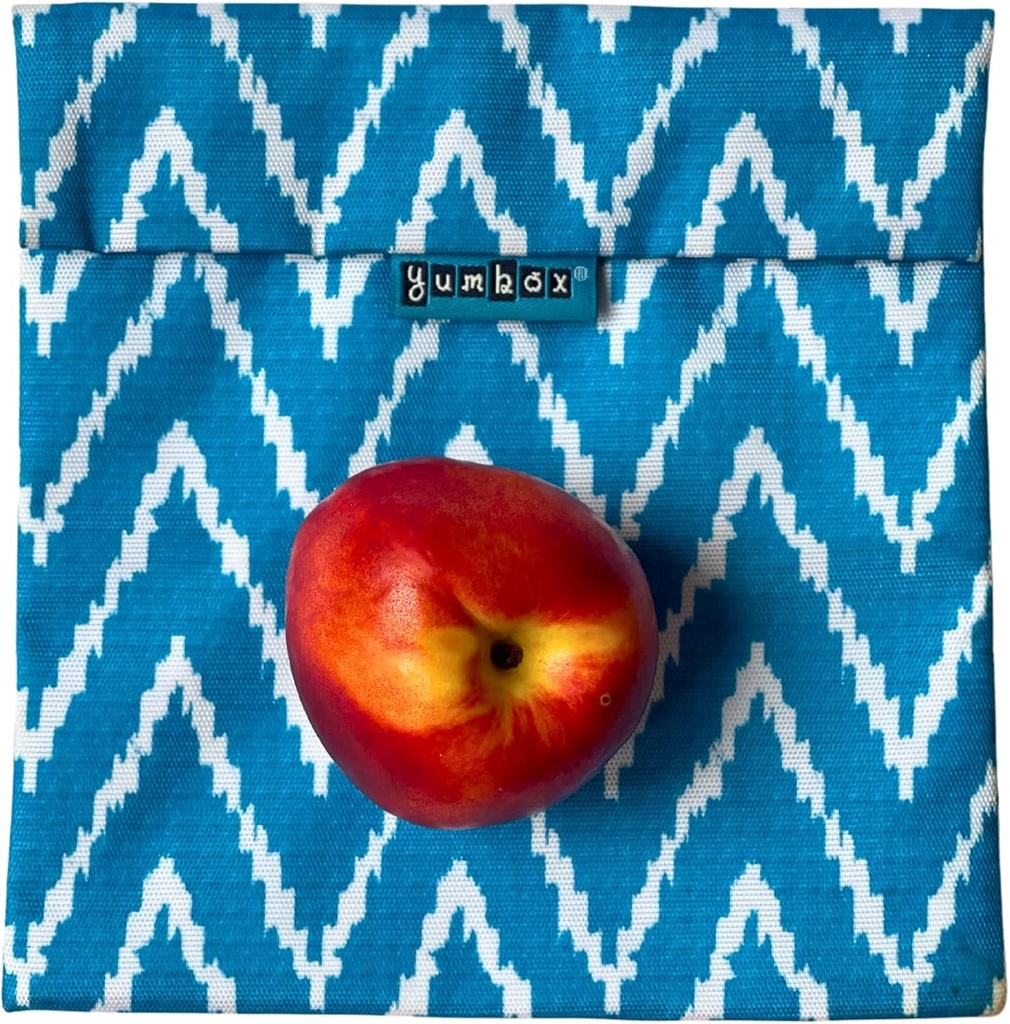 Yumbox Wide Opening Reusable Snack Bag for Kids and Adults, Insulated Interior, Reusable Fabric, Washable, Food Safe, BPA Free, 8 x 7.5in - (Zigzag)