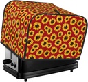 Oven Cover Kitchen Bread Machine Protector,4 Slice Toaster Cover For Home,Fingerprint Coaster Cover,Kitchen Small Appliance,Sunflowers On Red