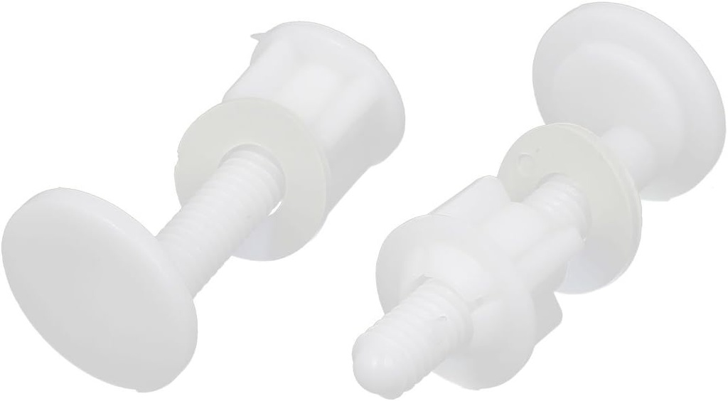 uxcell 29mm x 65mm White Plastic Round Shaped Toilet Seat Hinge Bolt 2pcs